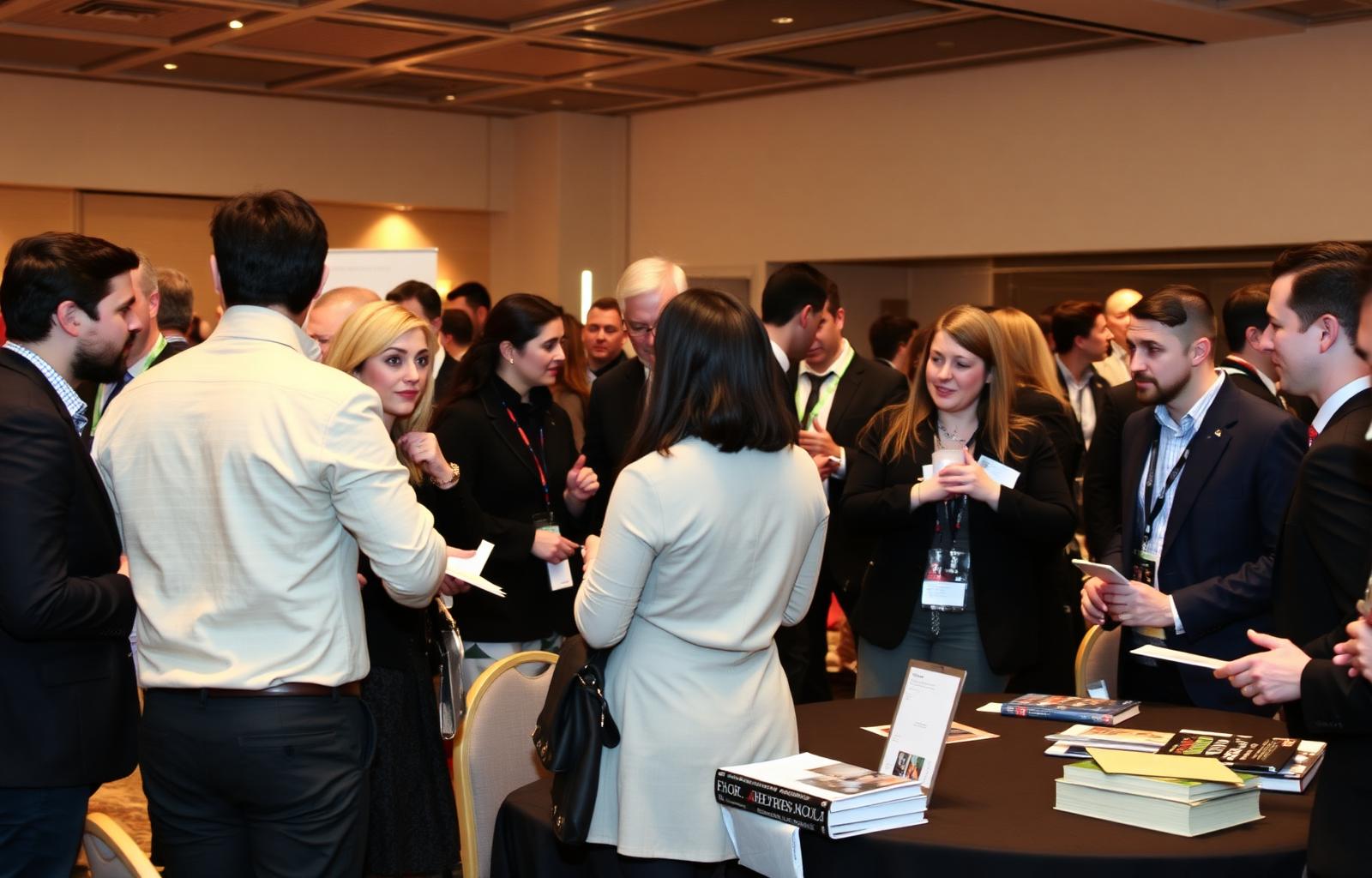 Profesionales editoriales haciendo networking en un evento